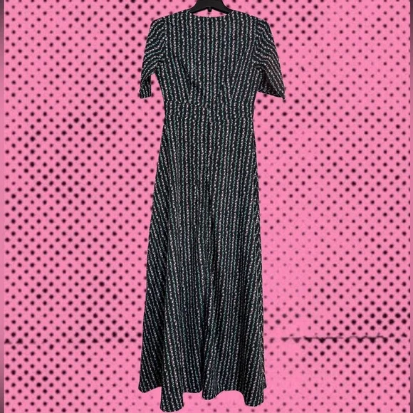 Fever London Heritage Black Floral Maxi Dress Cute Girly Prairie Feminine SZ 2 - Picture 2 of 5